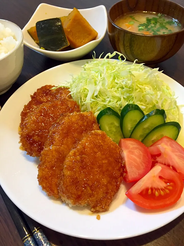 ソースカツの晩ご飯|mikaさん