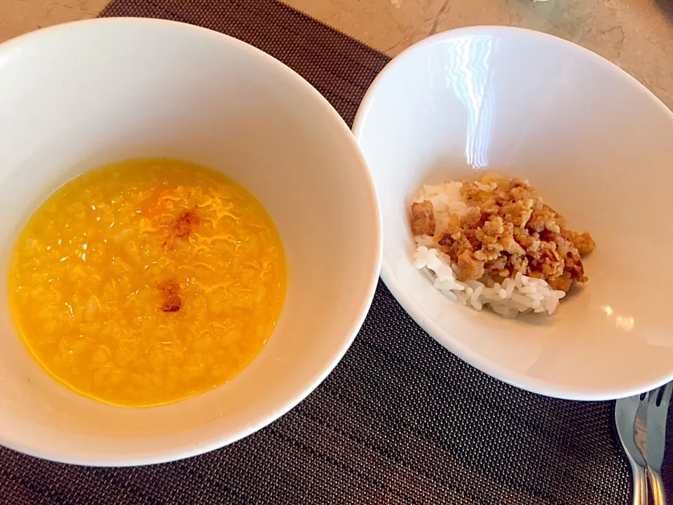 Pumpkin porridge & pork rice|Sky Blueさん