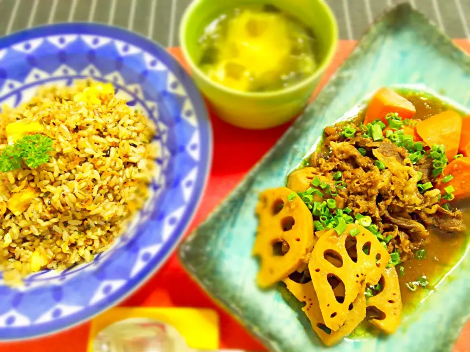 干しエビの炒飯☆牛バラと蓮根の炒め煮|わかなさん