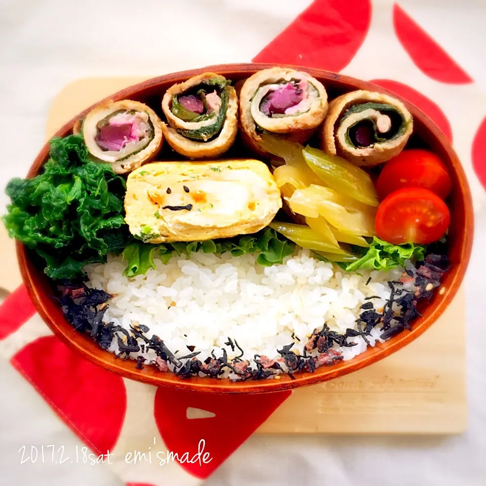 しば漬けとリーフレタスの肉巻き弁当|えみぃさん