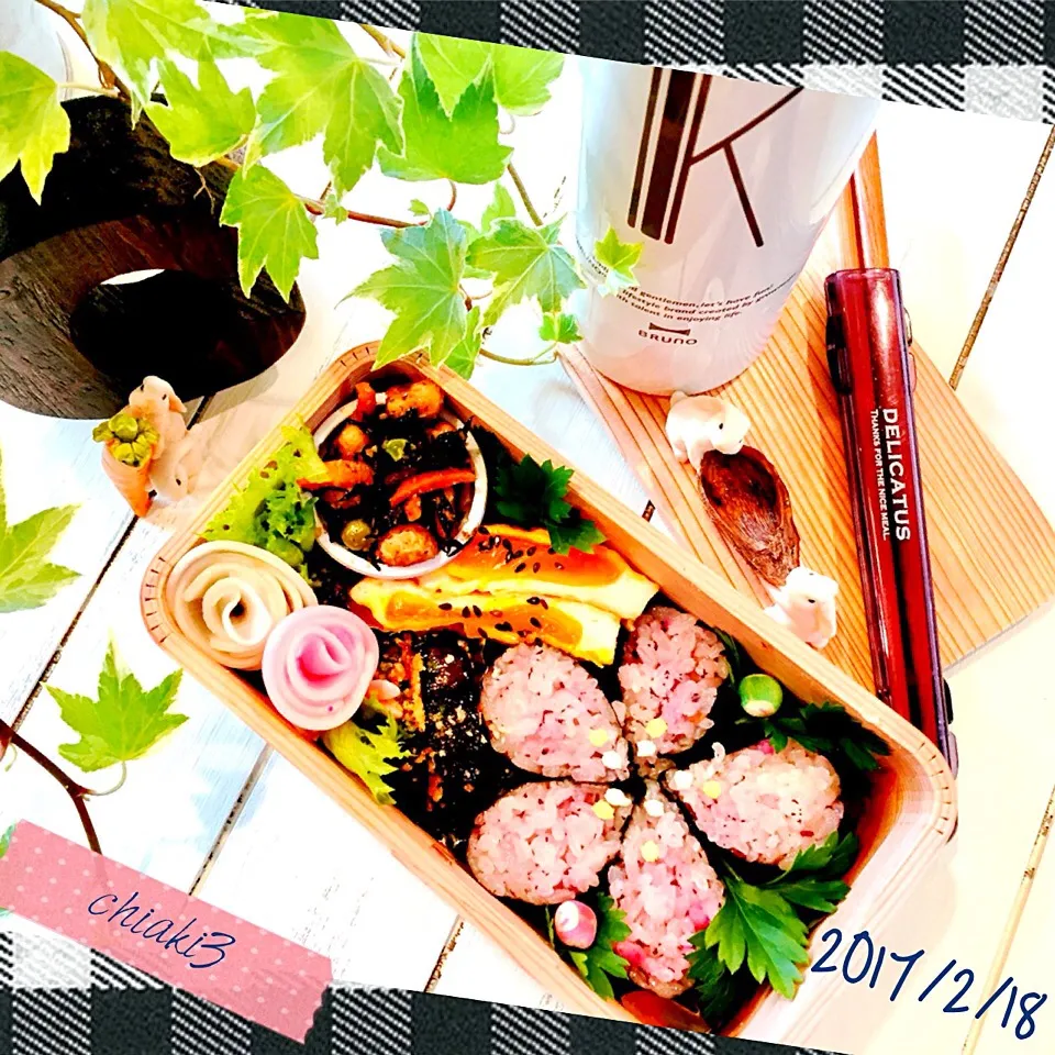 Snapdishの料理写真:娘のお弁当 0218🌸 部活🎷登校🎶お弁当|chiaki3（平川ちあき）さん