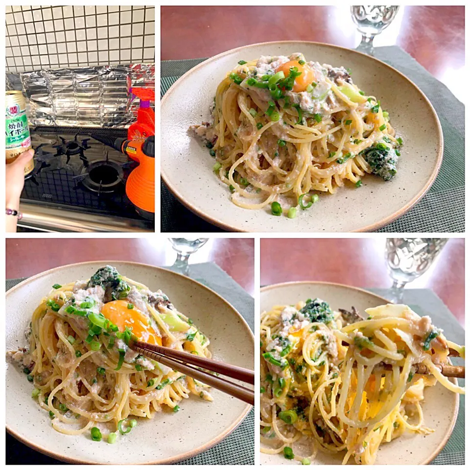 Snapdishの料理写真:Pasta w/butter cod roe&Sea weed✨生海苔ﾊﾞﾀｰﾀﾗｺのﾊﾟｽﾀ  卵黄乗せ|🌈Ami🍻さん