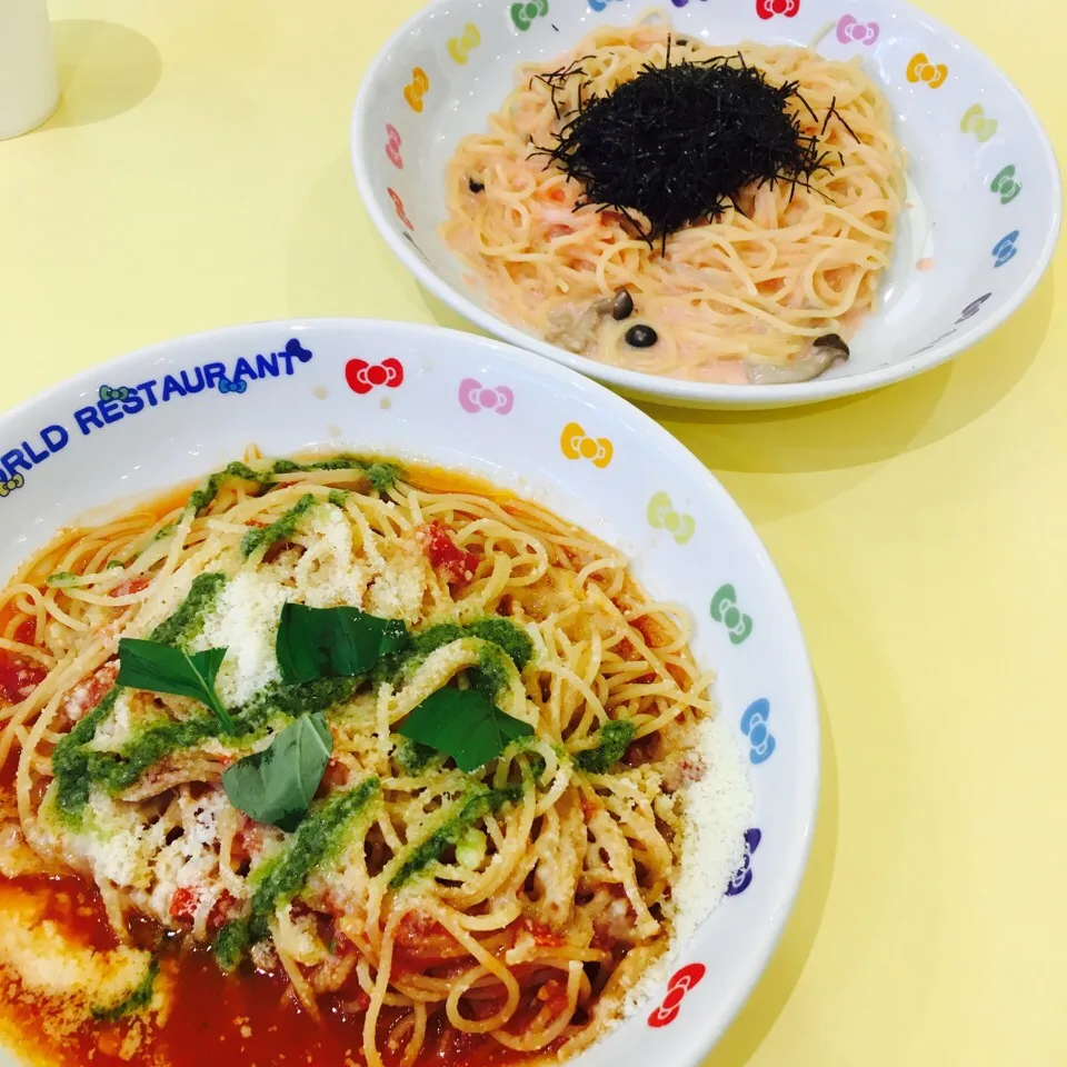 トマトパスタ、明太子パスタ|みぃさん