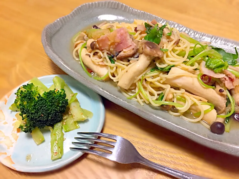 みぞれパスタとブロッコリーのナムル|あやさん