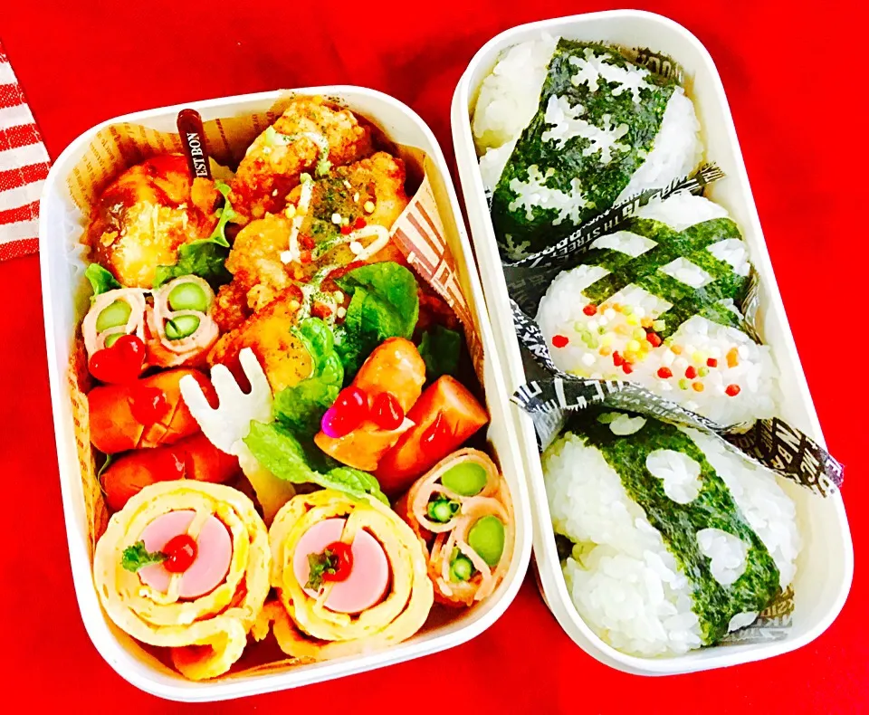 #息子弁当 #月曜日弁当#餃子の皮でフォーク作ってみた（笑）|uecoさん