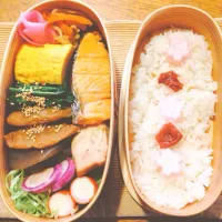 Snapdishの料理写真:切り干し大根と鮭弁当#弁当 
ご飯少なめです|Sachikoさん