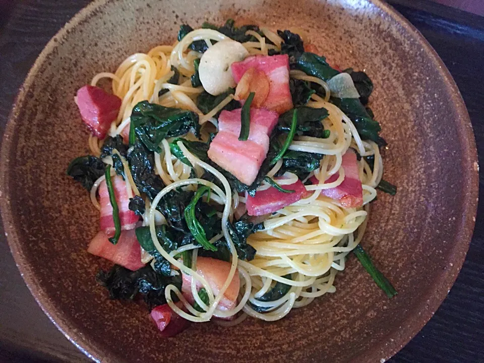 ほうれん草とベーコンのパスタ|ラーメンの小池さん