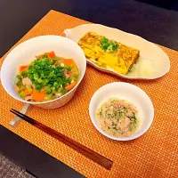 野菜たっぷり煮物、出し巻き卵、白菜とツナのサラダ|Kana Fujimoriさん