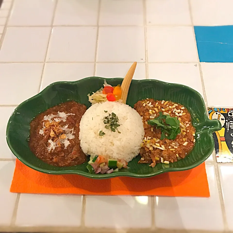 【1年1000カレー】1月28日 スパイスカレー43／あいがけスプラッシュ 1,000円【No.115/1,000】|かれぇ☆はんたぁさん