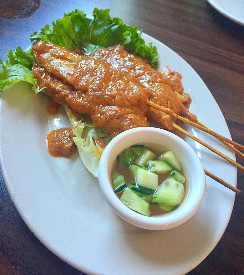 Chicken Satay with peanut sauce and special sauce on the side.|Alma's Home Kitchenさん