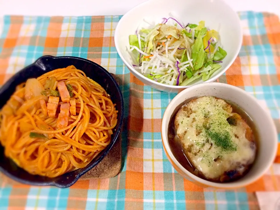 ・ナポリタン
・サラダ
・オニオングラタンスープ
#ニトスキ|chocolatさん