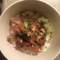 Meat and rice under leftover egg drop soup|Olivia L Ageeさん