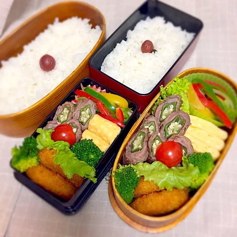 Snapdishの料理写真:2/23 中学男子のお弁当&パパ弁|おおけいさん