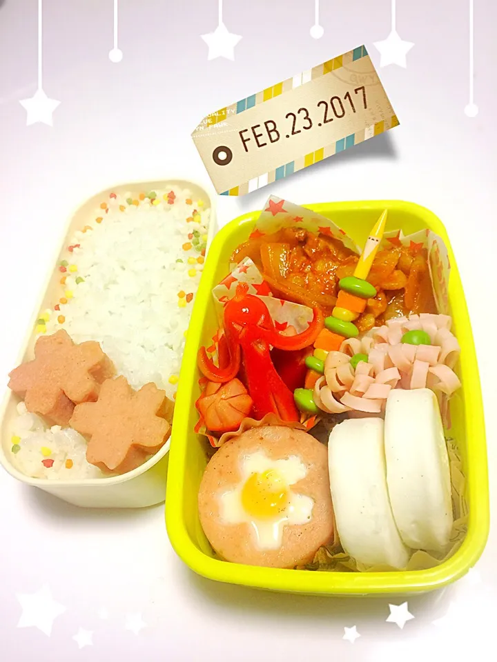 お花お弁当♪ごはんに おかか サンドしてみました♪|ともさん