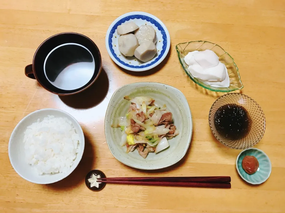 夕ごはん
豚肉と白ネギのシャンタン炒め
里芋の煮っころがし|ちゃみこさん