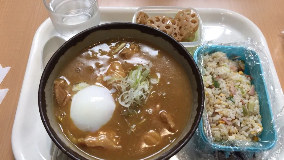 カレー南蛮蕎麦&温玉、炒飯と金平|おっちさん