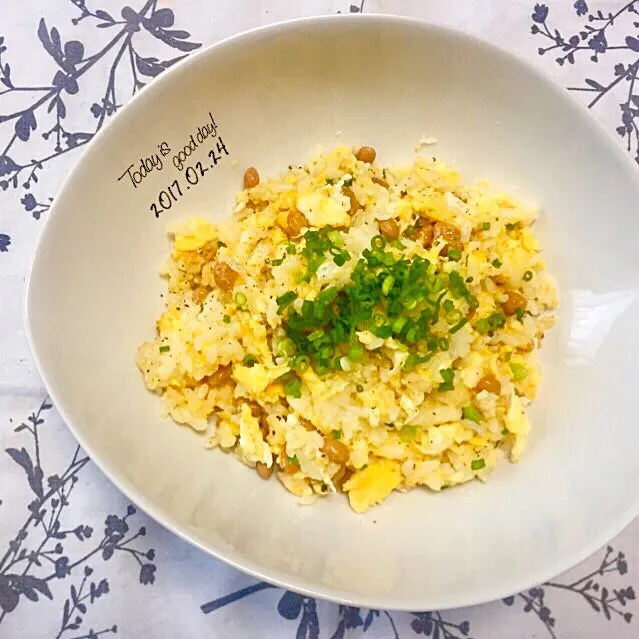 ☆★ワンプレート朝ごはん★☆よくやる納豆たまごチャーハン♪|さとみさん