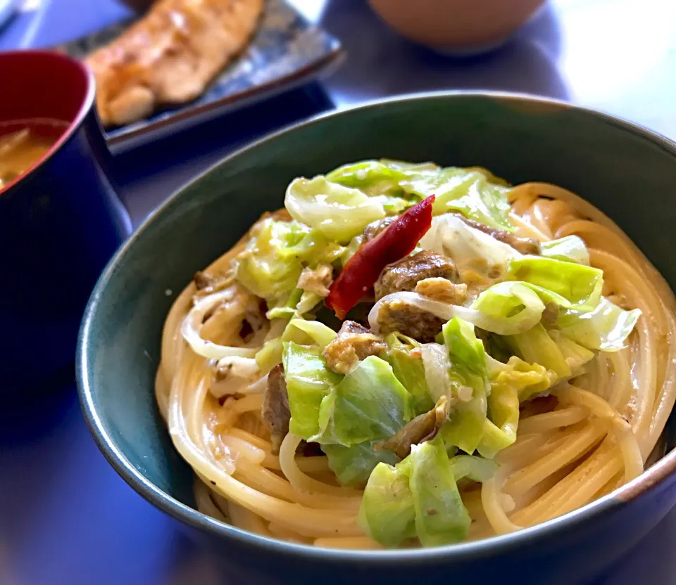 昼ごはん 蕗味噌クリームのパスタ|砂雪さん