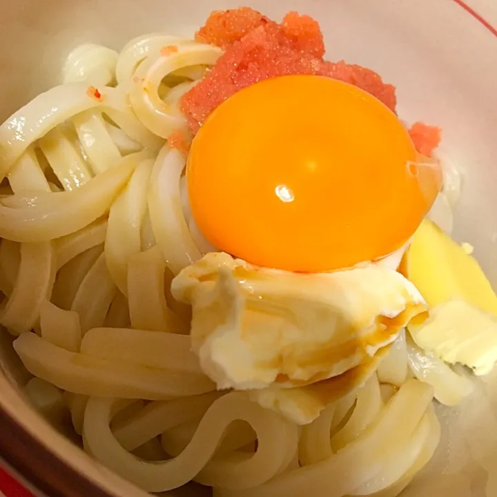 明太子バター醤油うどん|つぼさん