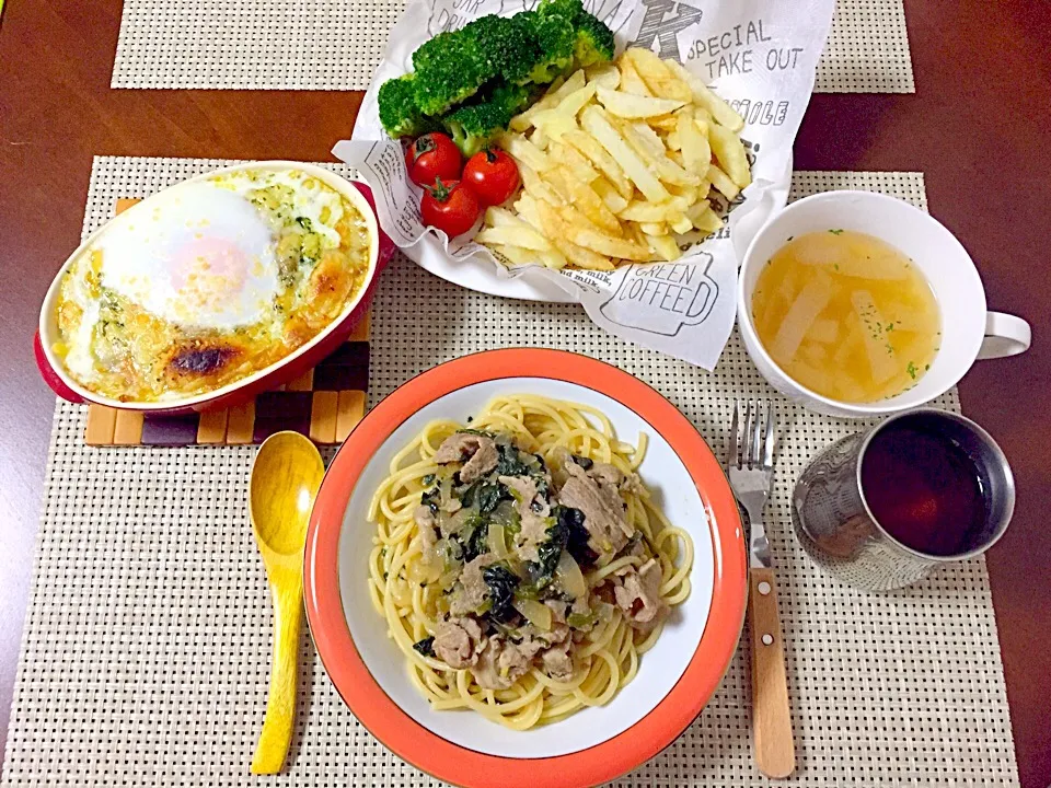 豚肉とほうれん草のにんにくパスタ🍝💖|あゆかさん