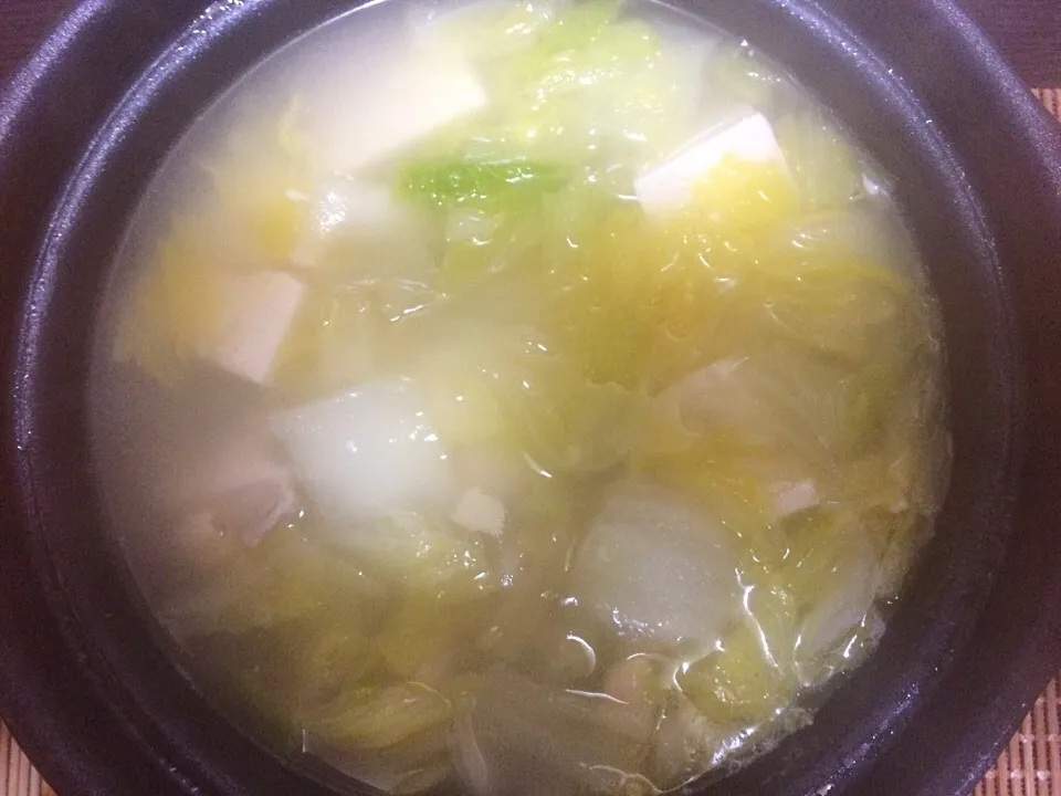 鶏白湯鶏肉豆腐鍋|ばーさんさん