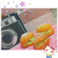 Snapdishの料理写真:抹茶シュークリーム🍵💓|RIIさん