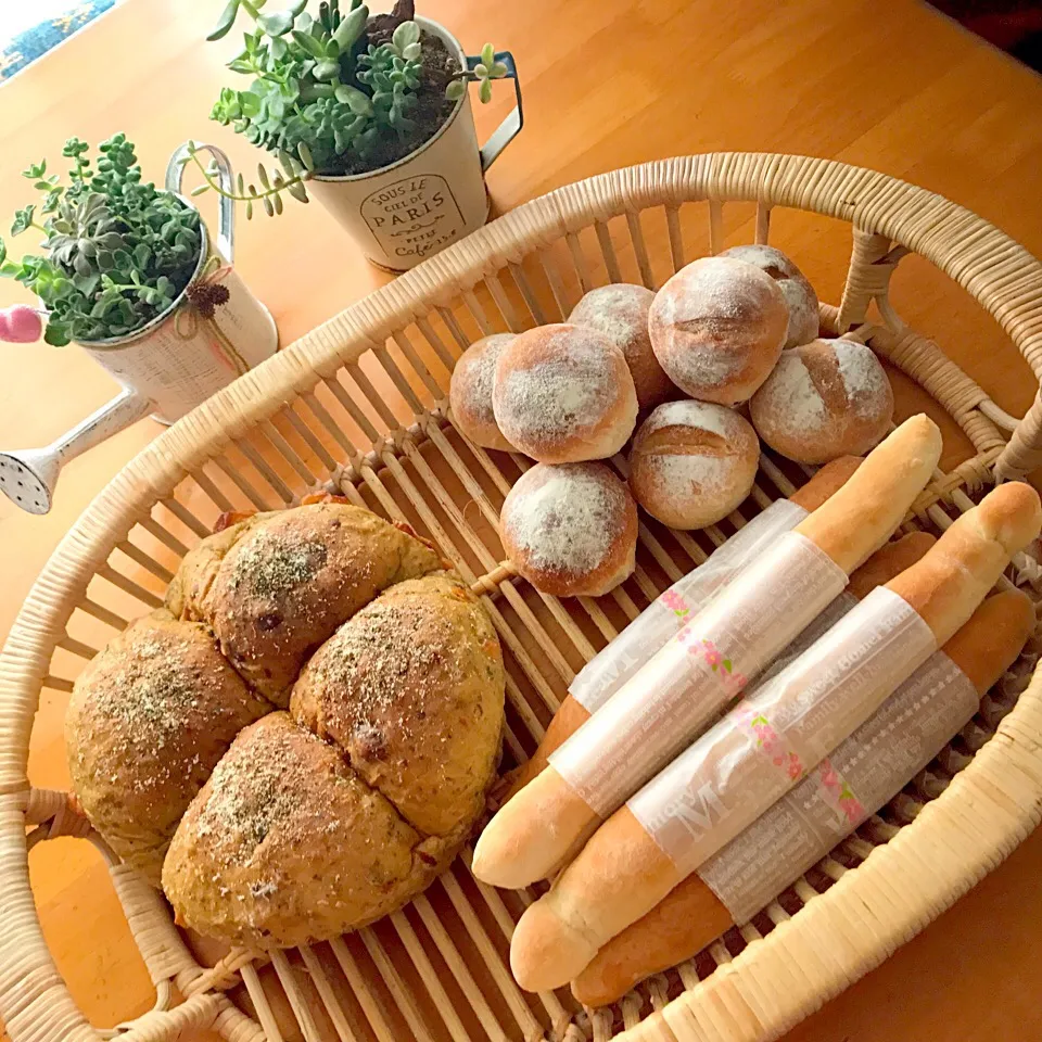 ミルクバターINフランス🥖🇫🇷 丸パン ドライトマトとジェノベーゼチーズパン🍃🍅🇮🇹|ももさん