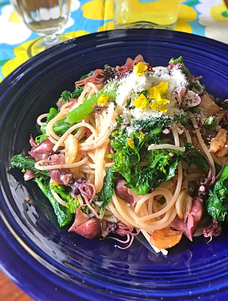 ほっけまんさんの料理 菜の花とホタルイカのペペロンチーノ|アッチさん