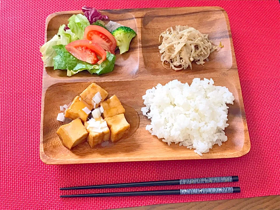 厚揚げの揚出し豆腐風、もやしとエノキのレンチン蒸し|くるみさん