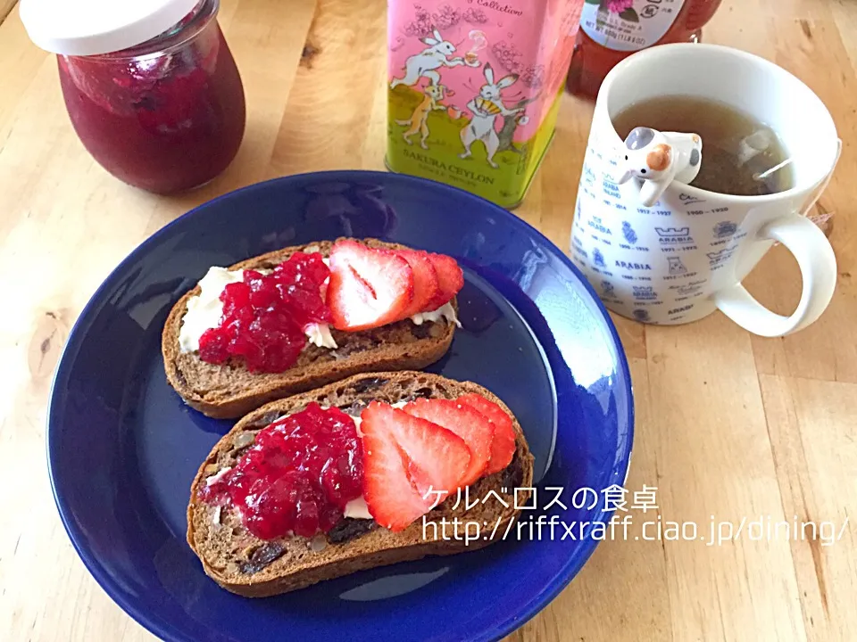 Snapdishの料理写真:パンオレザンのオープンサンドで朝ごはん|門乃ケルコさん