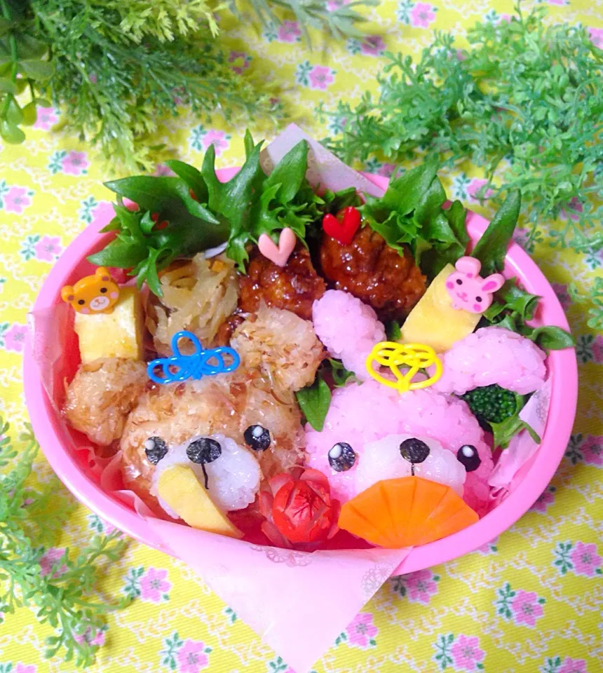 クマくんとうさちゃんのひな祭り弁当♡|misaさん