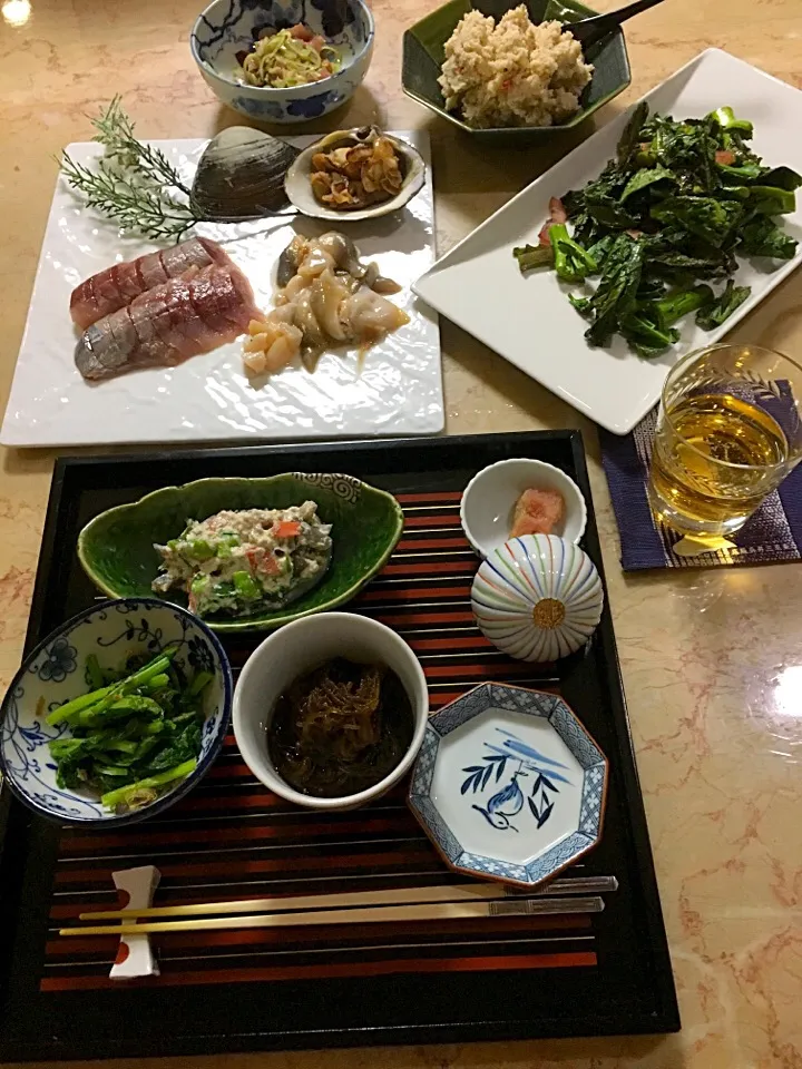 夜は食材でお料理を決めます。珍しい赤尾鯵、ホッキ貝が売っていたので、和食に！|直サーファーさん