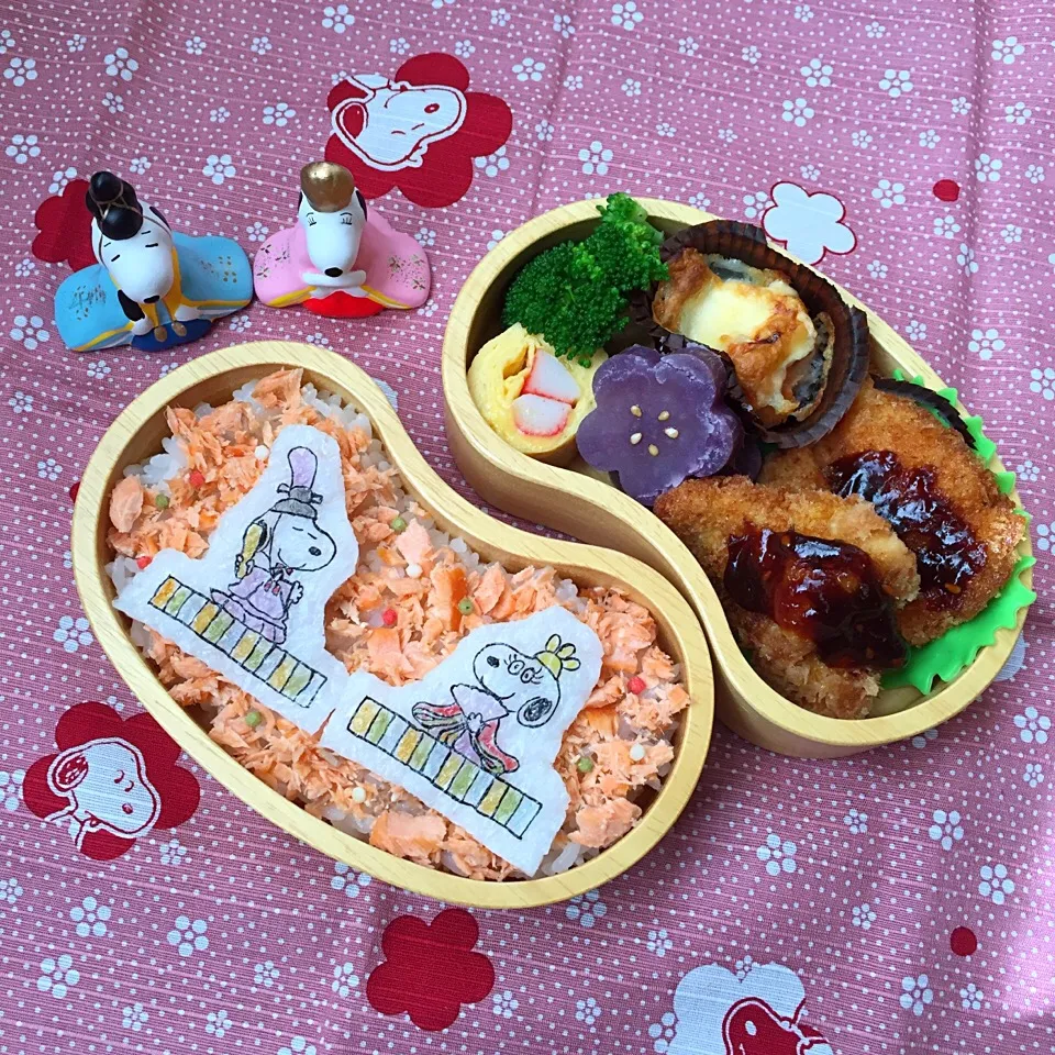 Snapdishの料理写真:スヌーピー&ベルのおひなさま弁当|namimoさん