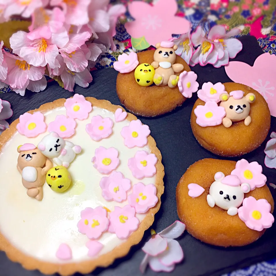 リラックマのお花見🌸レアチーズタルトとドーナツ🍩|せいこさん