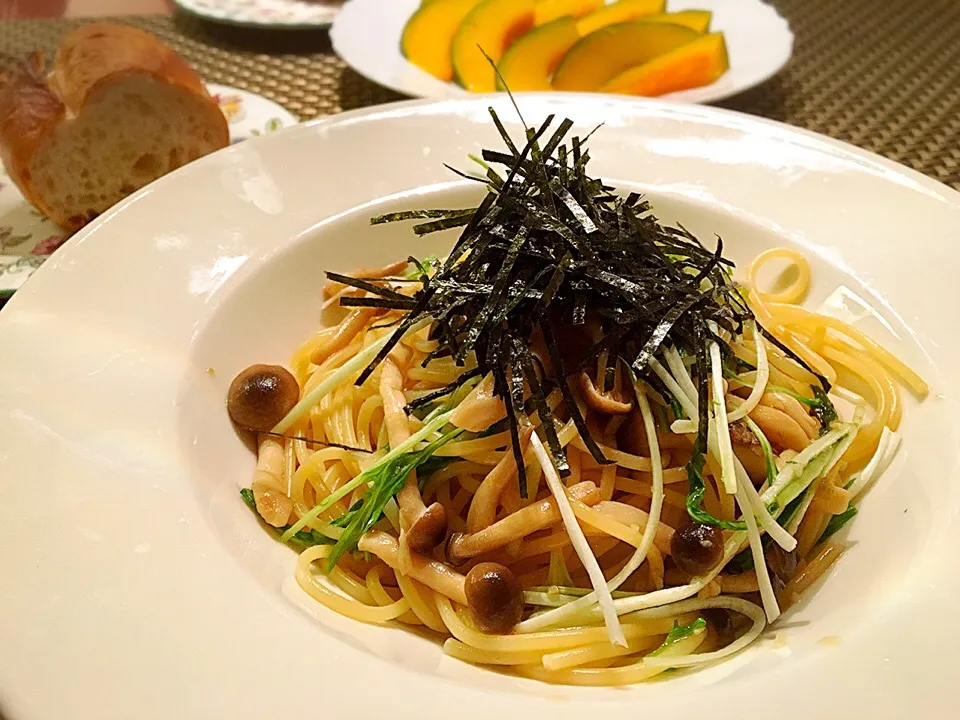 しめじと水菜の柚子胡椒パスタ♪|72roseさん