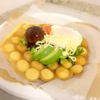 Snapdishの料理写真:エッグワッフル ロコモコ風|しゃちおさん