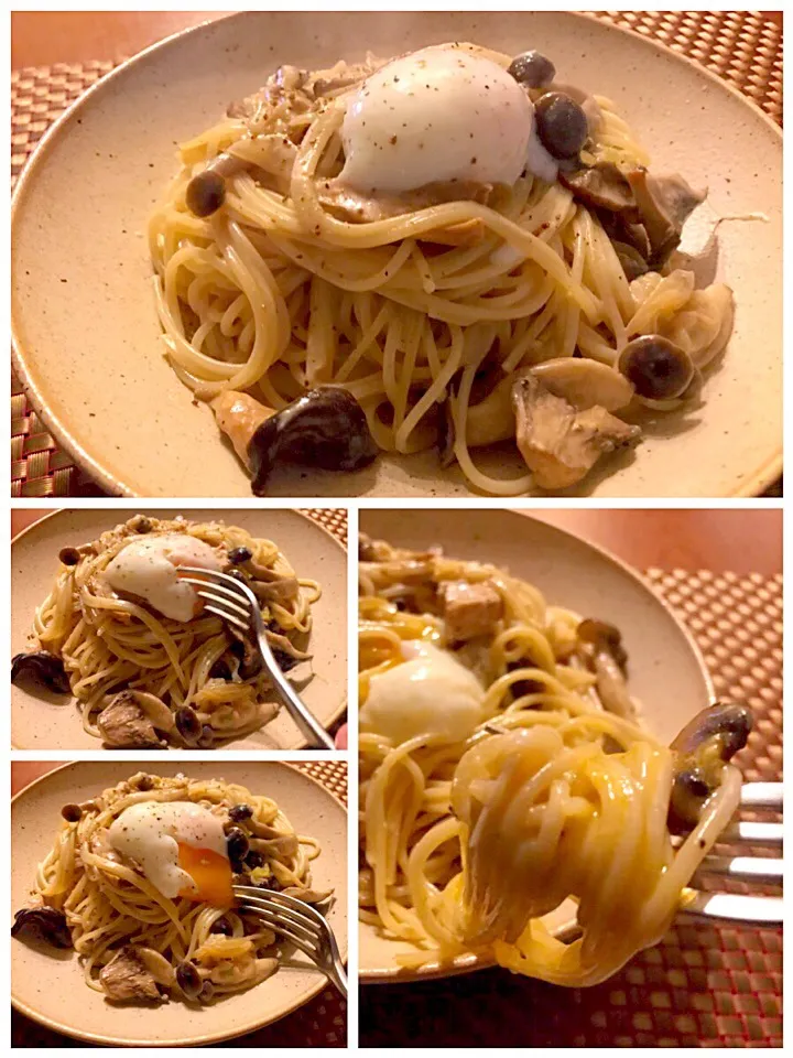 Spaghetti ai funghi porcini🍄ｽﾊﾟｹﾞｯﾃｨ ｱｲ ﾌﾝｷﾞ ﾎﾟﾙﾁｰﾆ<ﾎﾟﾙﾁｰﾆ茸のｸﾘｰﾑｿｰｽ きのこたっぷりｽﾊﾟｹﾞｯﾃｨ>|🌈Ami🍻さん