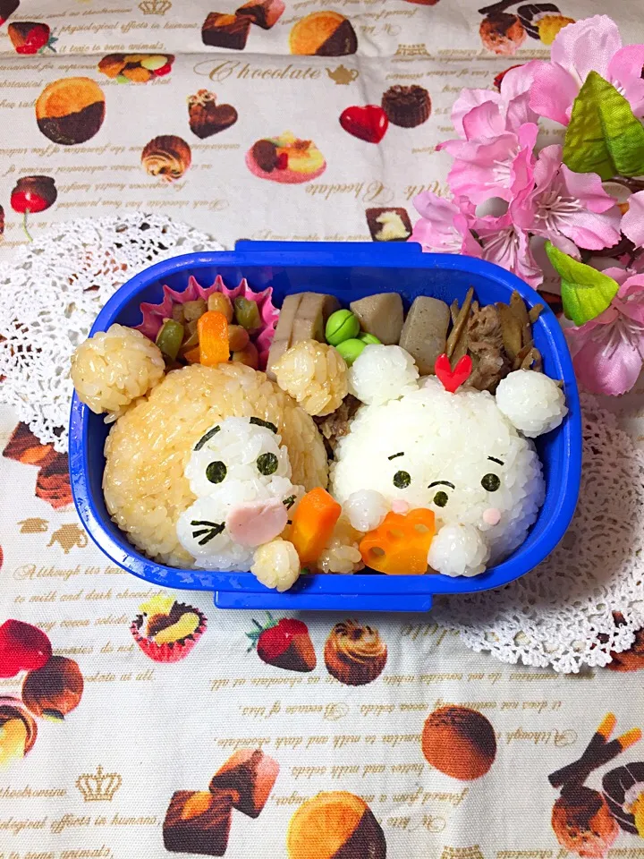 Snapdishの料理写真:プーさんとティガーのひな祭りお弁当☆|makoryuneさん