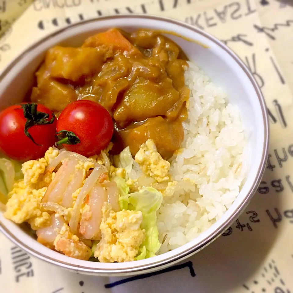 2017,03,03今日のお弁当
✴︎カレー✴︎えびと野菜の卵炒め|Marimo styleさん