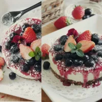 Snapdishの料理写真:White chocolate cheesecake／ひな祭りに♪ホワイトチョコレートチーズケーキ