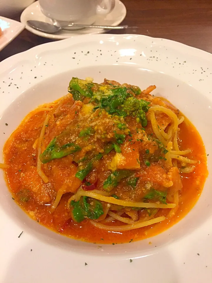 相模ベーコンと菜の花のトマトソースパスタ|るい姉さん