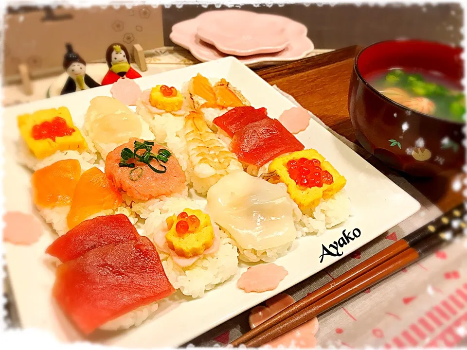 ひな祭りご飯🎎春のモザイク寿司と蛤の潮汁|亜矢子さん