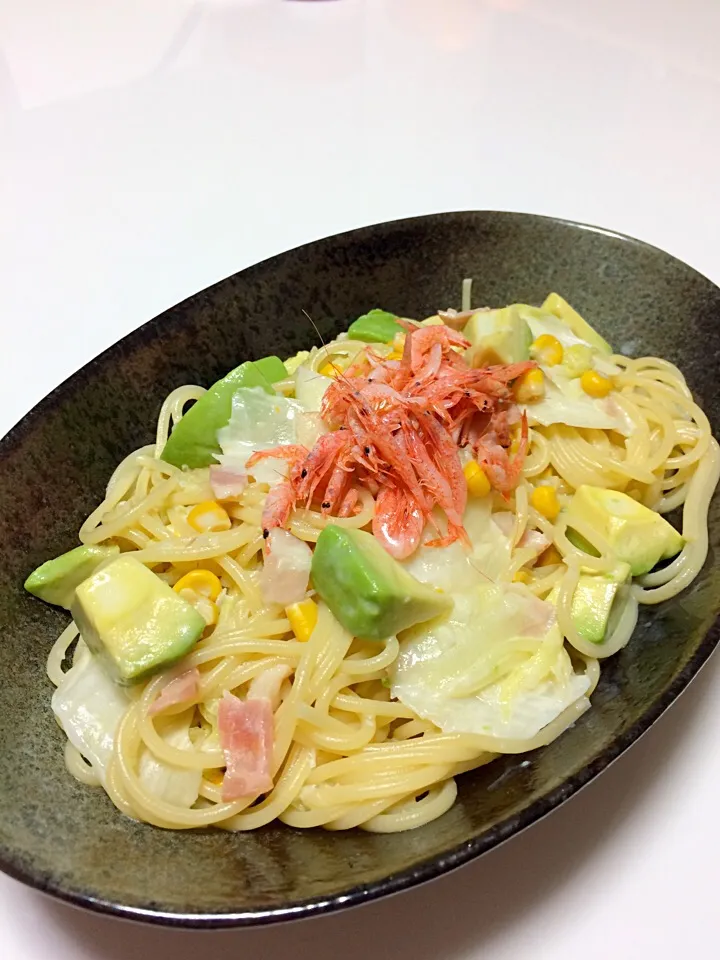 Snapdishの料理写真:桜エビクリームパスタ|あゆさん