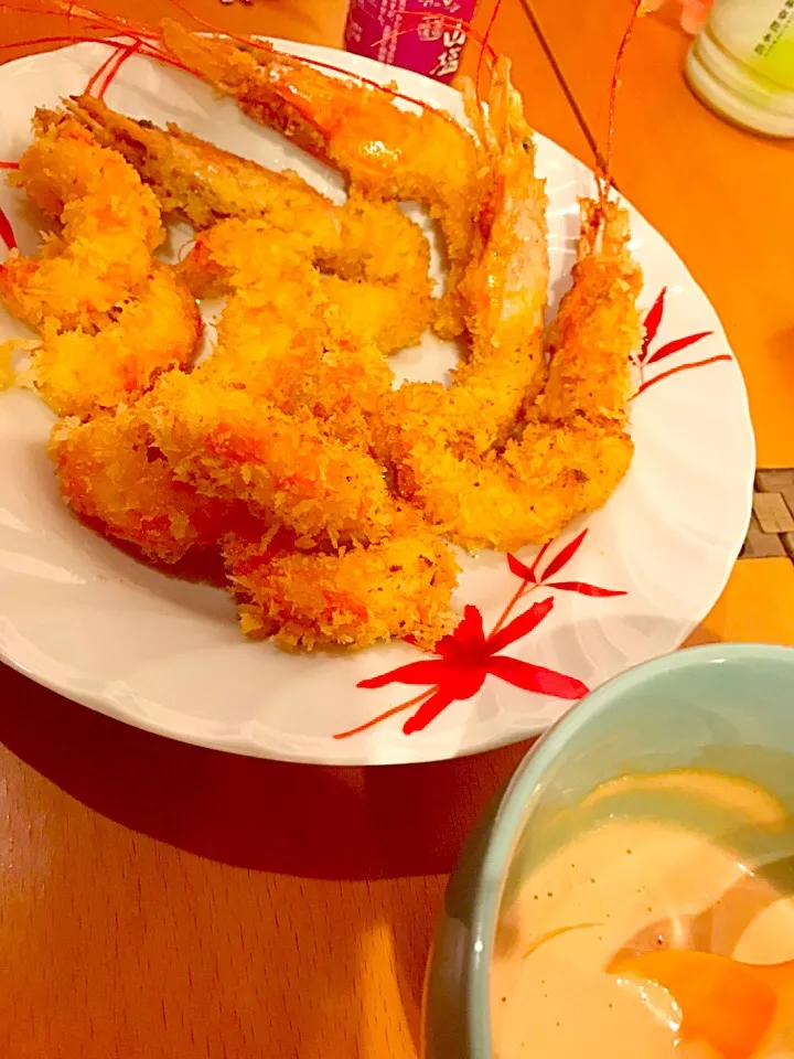 海老フライ🍤🍤🍤  オーロラソース添え  山塩で😋|ch＊K*∀o(^^*)♪さん