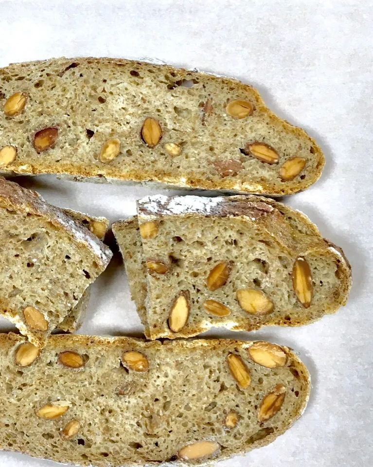 Snapdishの料理写真:Sourdough rye and almond bread|gonbenさん