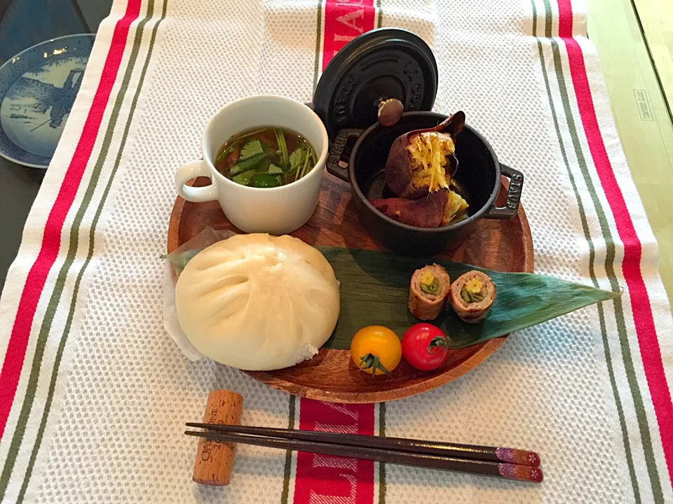 豚まん
焼き芋 お味噌汁
肉巻き|Hitomiさん