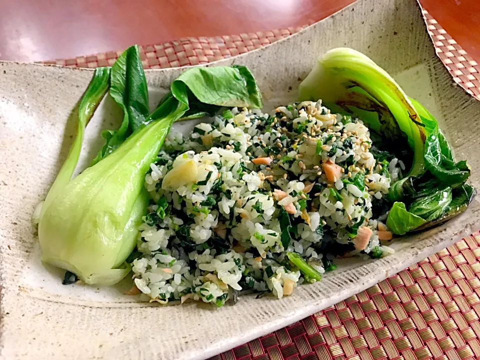 翡翠鮭炒飯🌿Jade (Spinach)&salmon Fried Rice🍳ほうれん草と鮭の炒飯|🌈Ami🍻さん