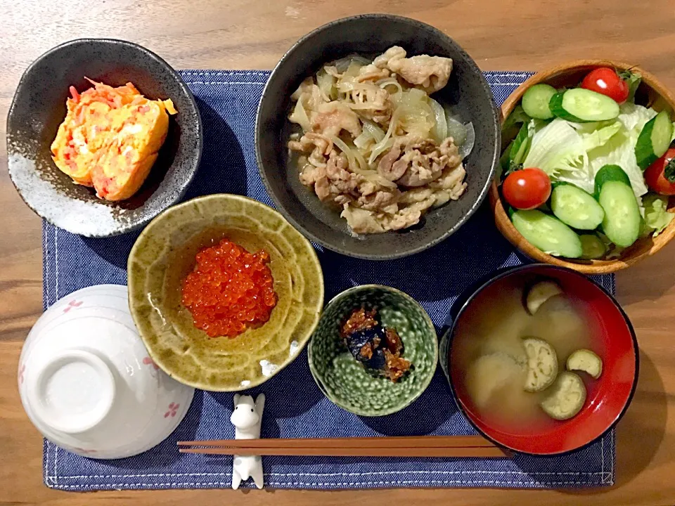 豚丼、紅しょうが卵焼き|せさん