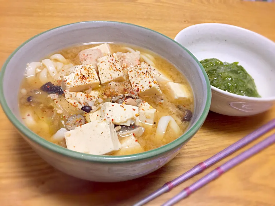 本日の夜ご飯♪味噌味うどん☆|あやさん