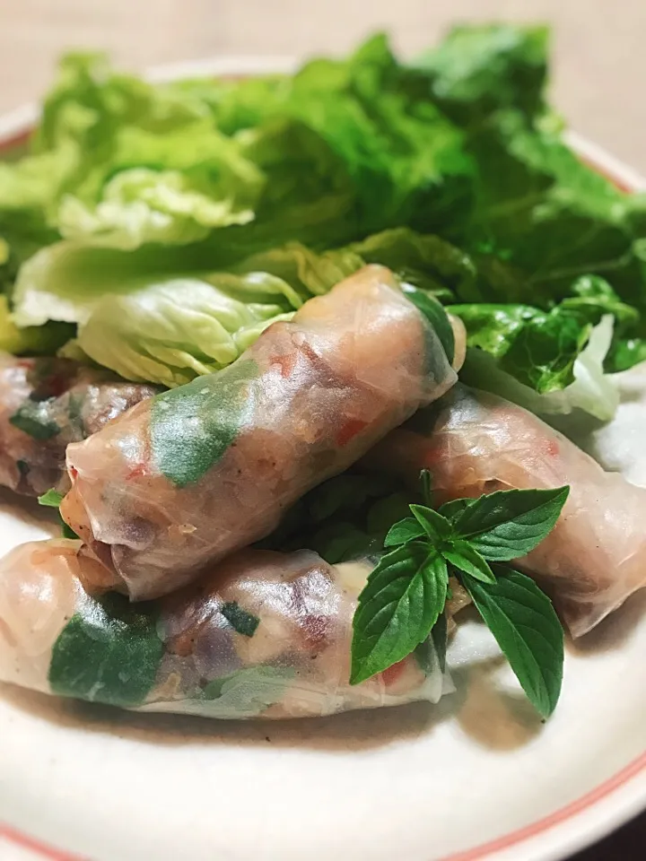 Snapdishの料理写真:Chinese sausage fresh spring roll|rick chanさん